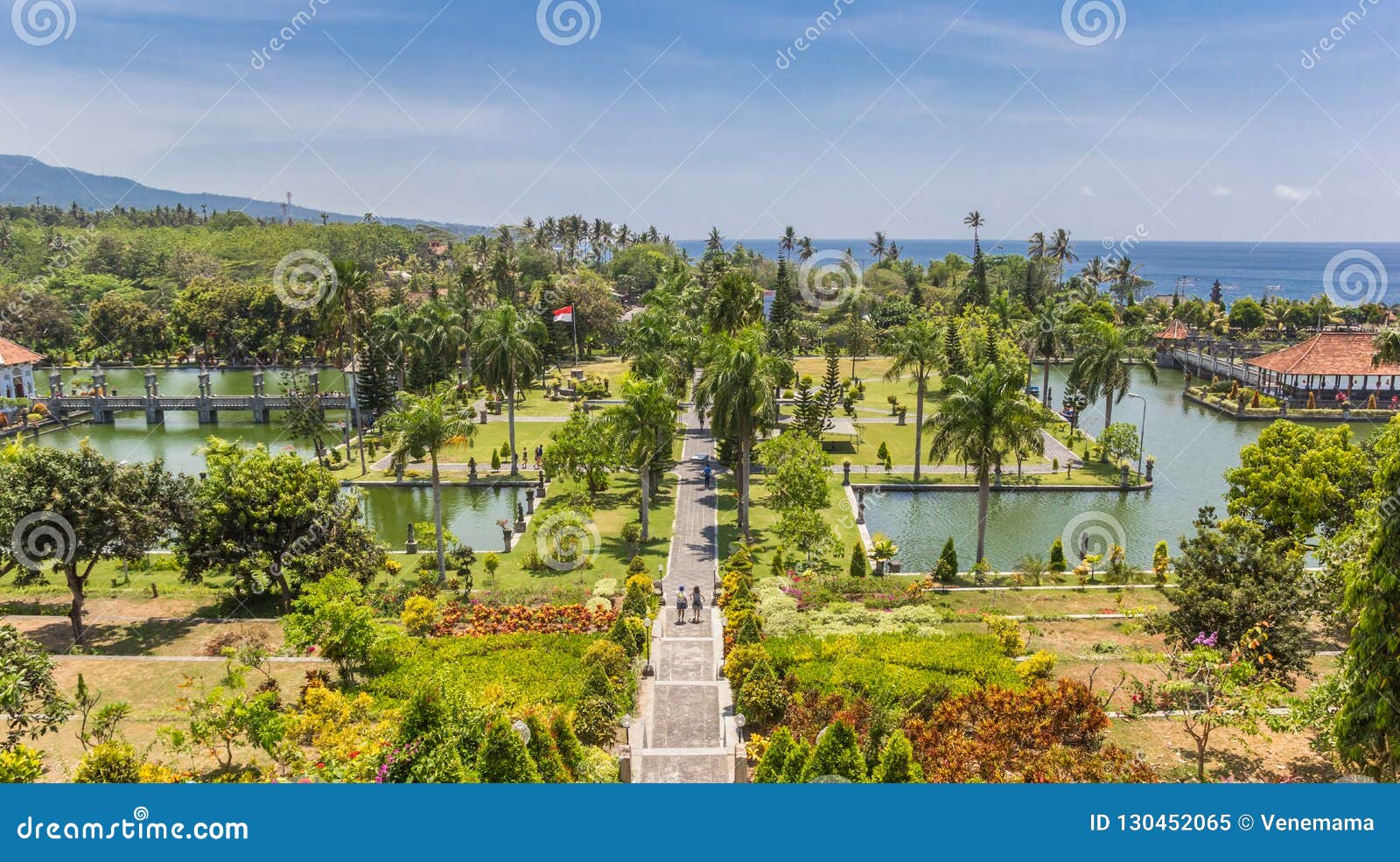 Panorama of the Taman Ujung Soekasada Water Palace on Bali Stock Image