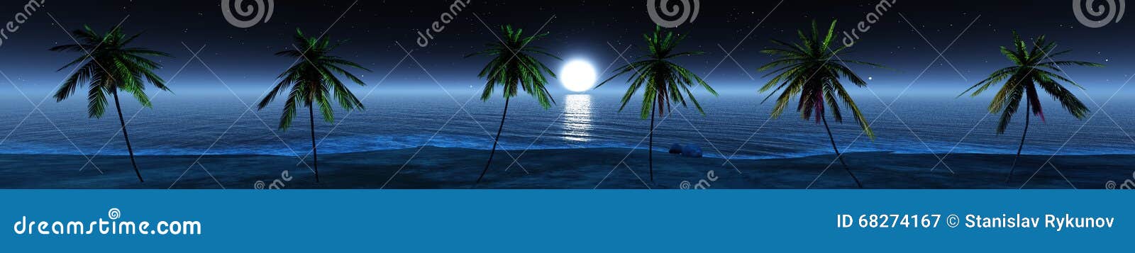 panorama of tropical beach, palm trees on the beach, seascape