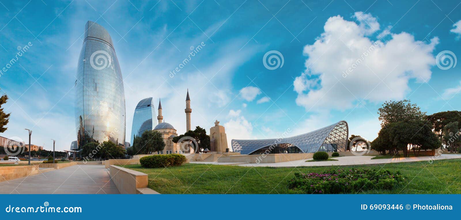 Panorama van Baku stad, Azerbeidzjan. Panoramabaku stad in hij ochtend, Azerbeidzjan