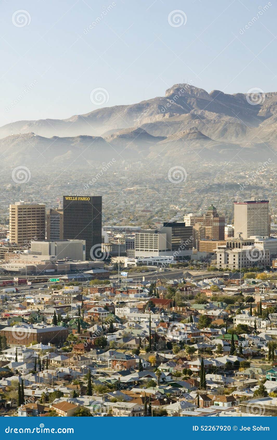 Panorama Van Horizon En El Paso Van De Binnenstad Texas Die Naar Juarez