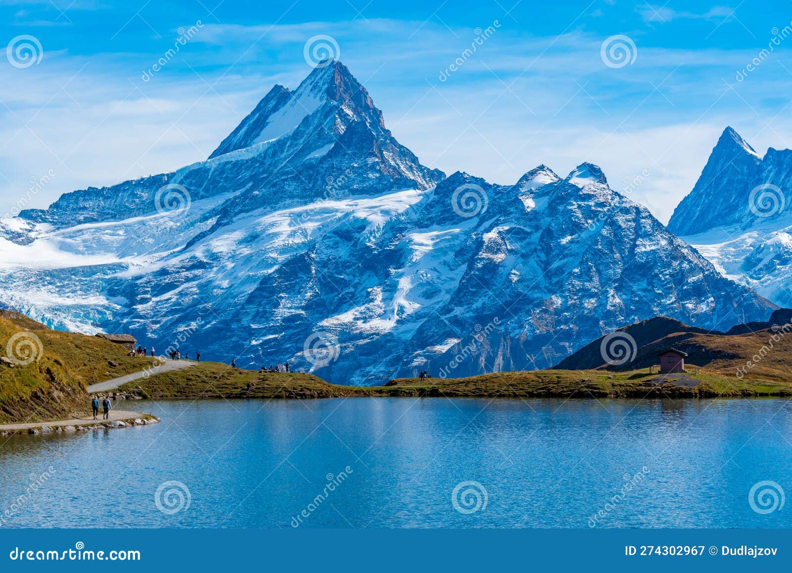 Panorama View of Bachsee in Swiss Alps Stock Image Image of