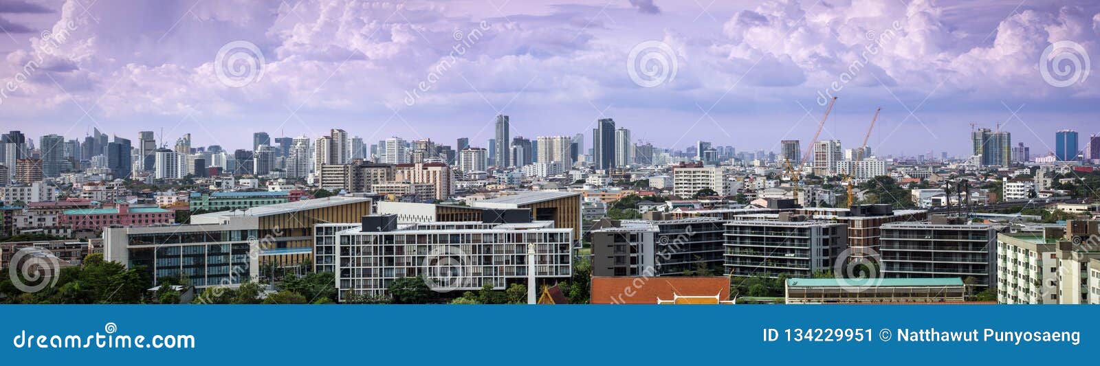 panorama view of bangkok city skyline and skyscraper with bangkok cityscapes of daytime