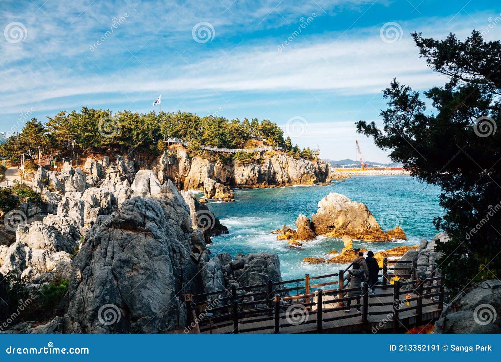 Panorama Of Candlestick Rock, Korean Chotdaebawi With Cliffs And Ship