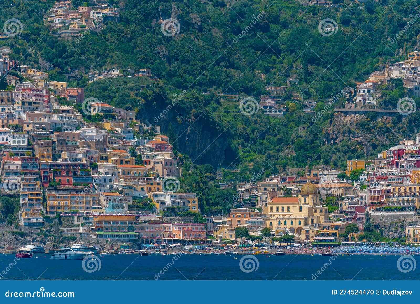 Panorama View of Positano Town in Italy Stock Photo - Image of downtown ...