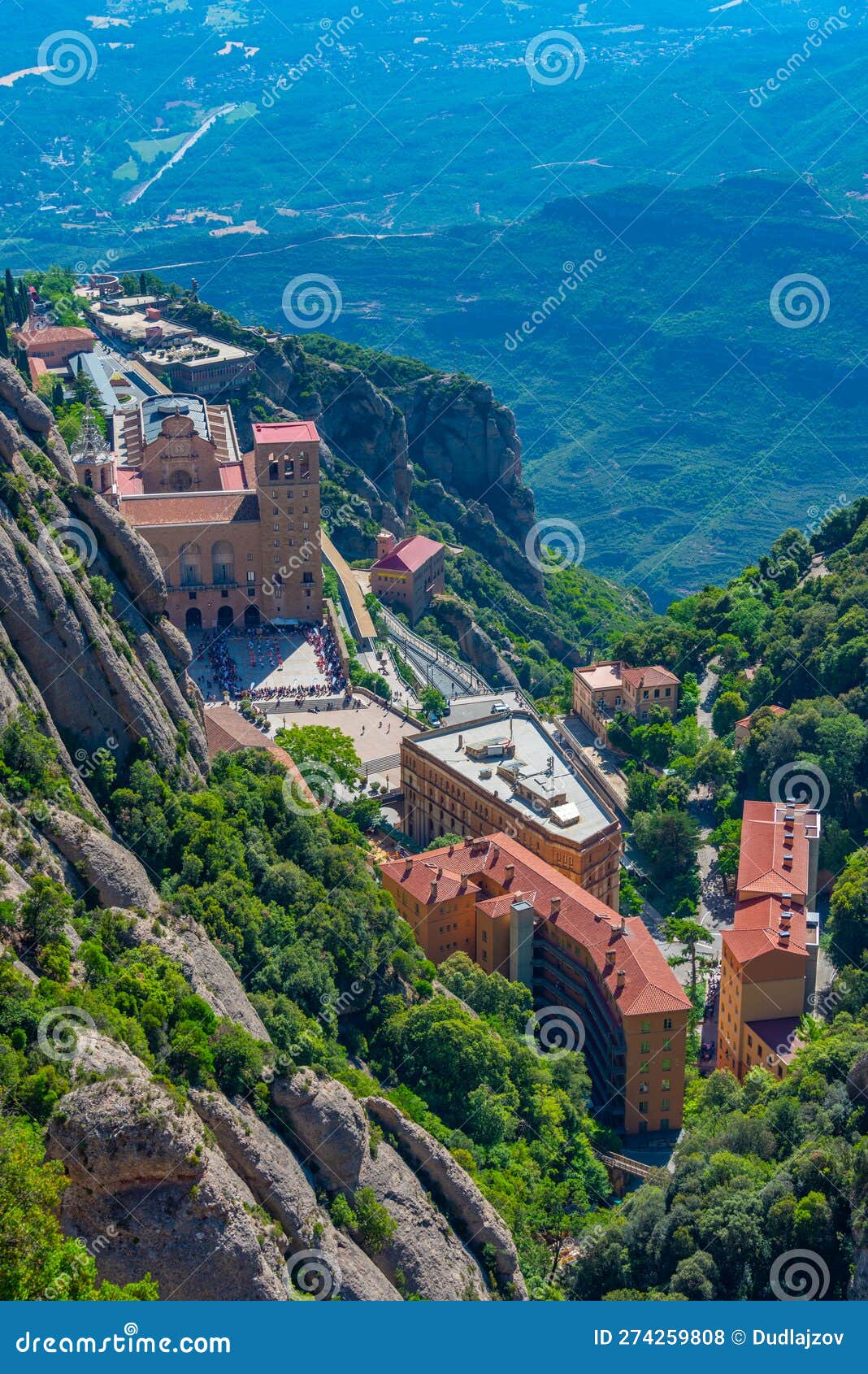 Panorama View of Santa Maria De Montserrat Abbey in Spain Stock Photo ...