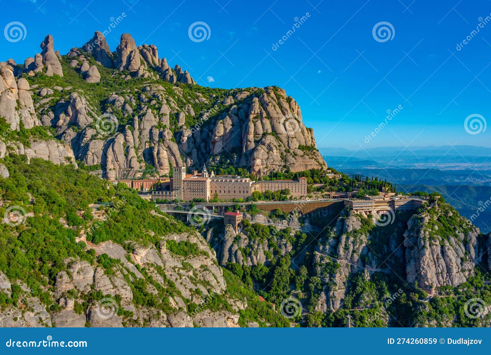 Panorama View of Santa Maria De Montserrat Abbey in Spain Stock Image ...