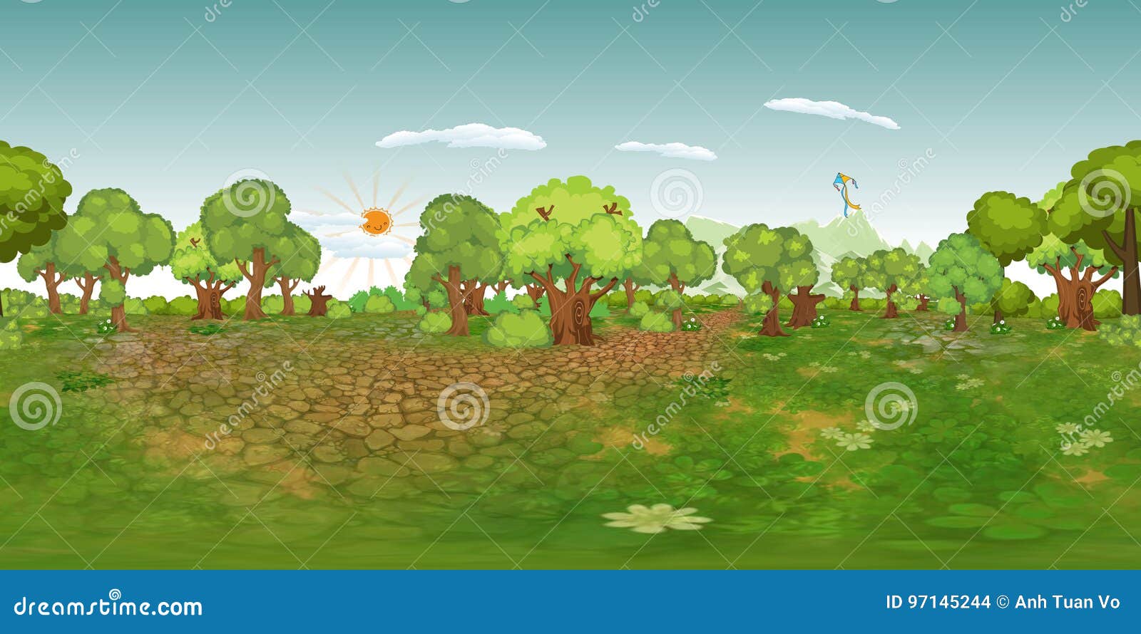 panorama virtual reaility background of forest in normal day