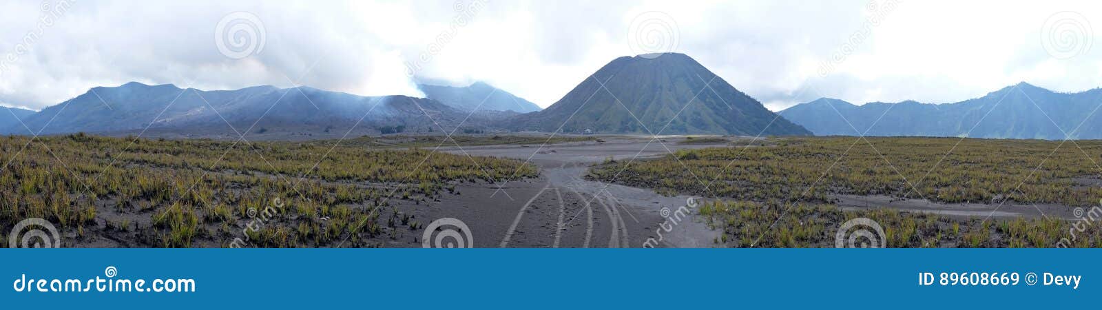 panorama from the vulcanic area at the bromo vulcano on java indonesia