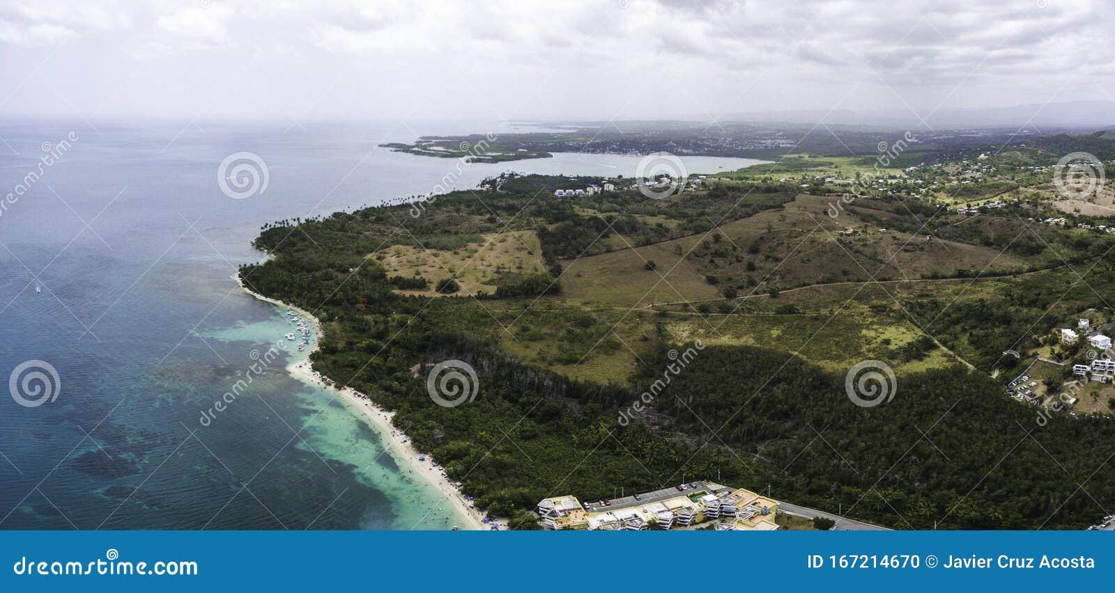 panoramic aerial shot of cabo rojo coast puerto rico