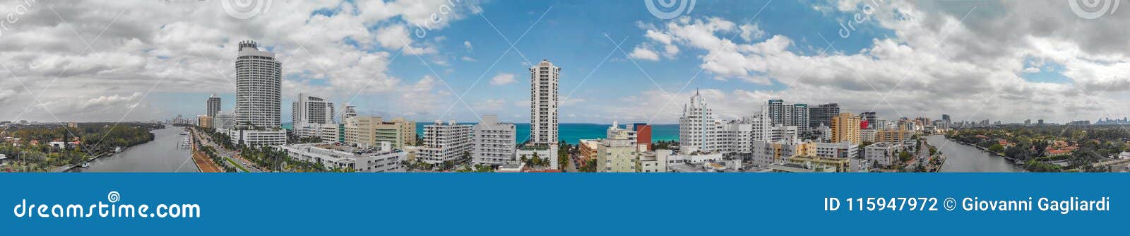 Panoramic Aerial View of Miami Beach in Spring Season, Florida Stock ...