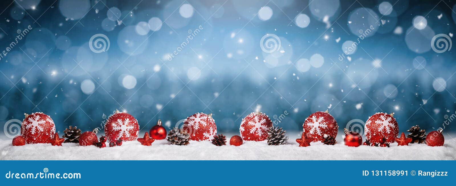 panoramic christmas ornaments background