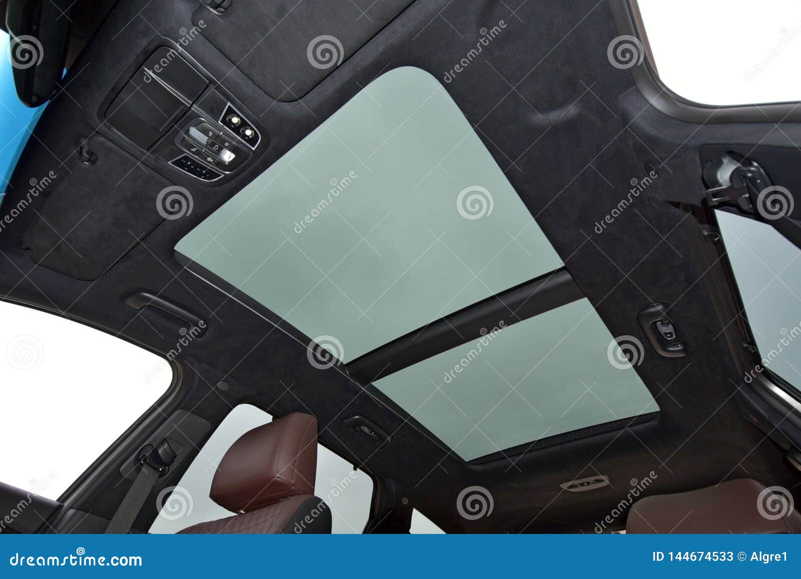 Panoramic Double Sunroof in a Passenger Car Stock Image Image of open