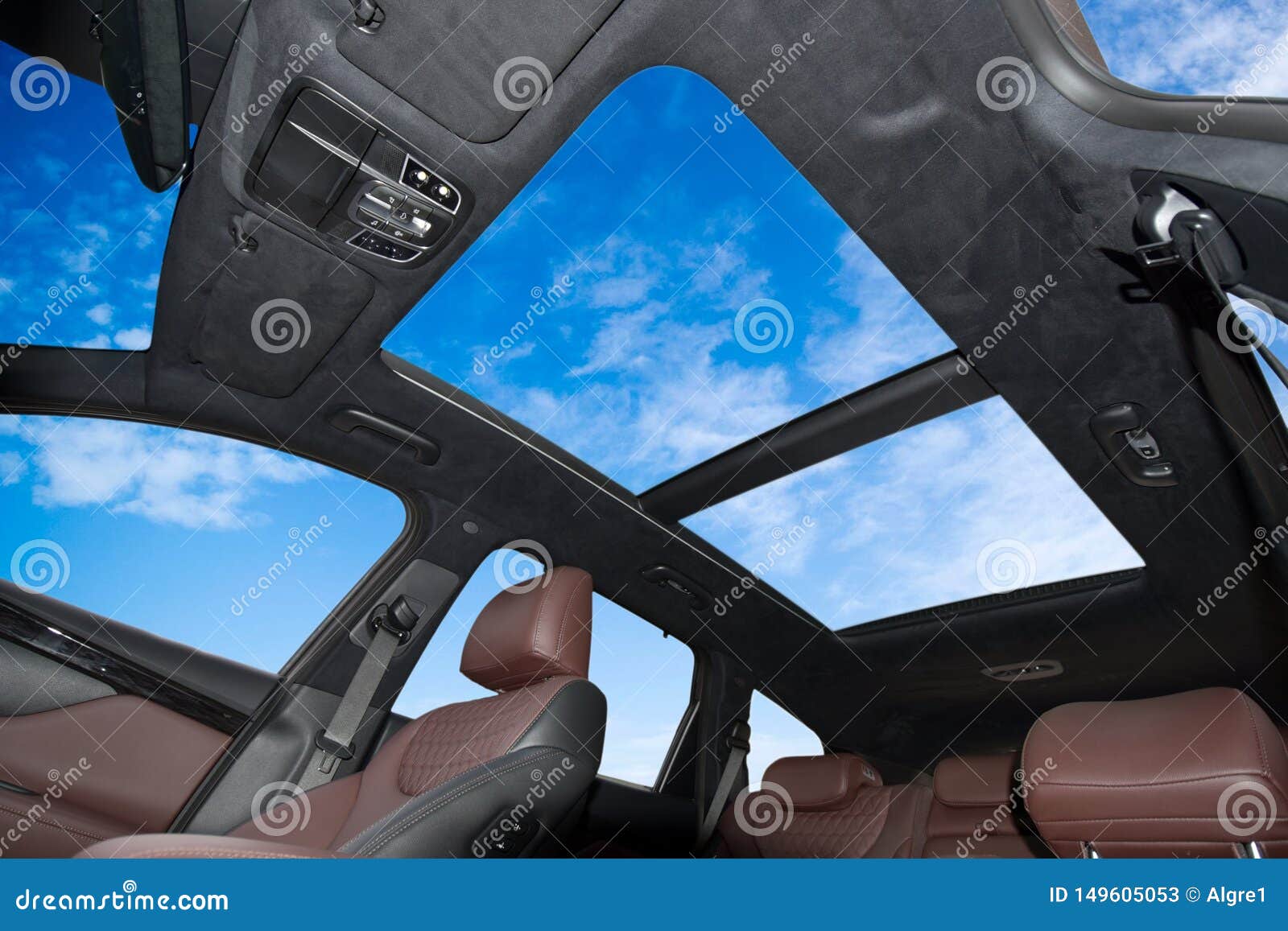 panoramic double sunroof in a passenger car