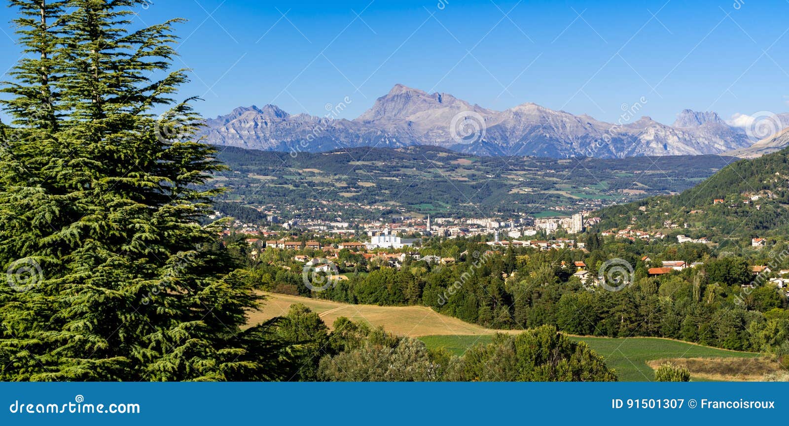 panoramic of gap, hautes alpes in summer. french alps, france