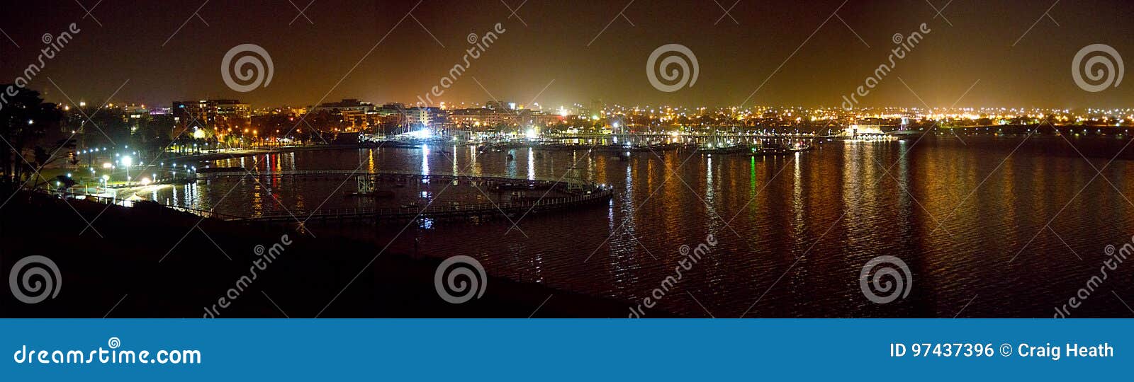 Panoramic of Geelong at Night Stock Photo Image of phillip, view