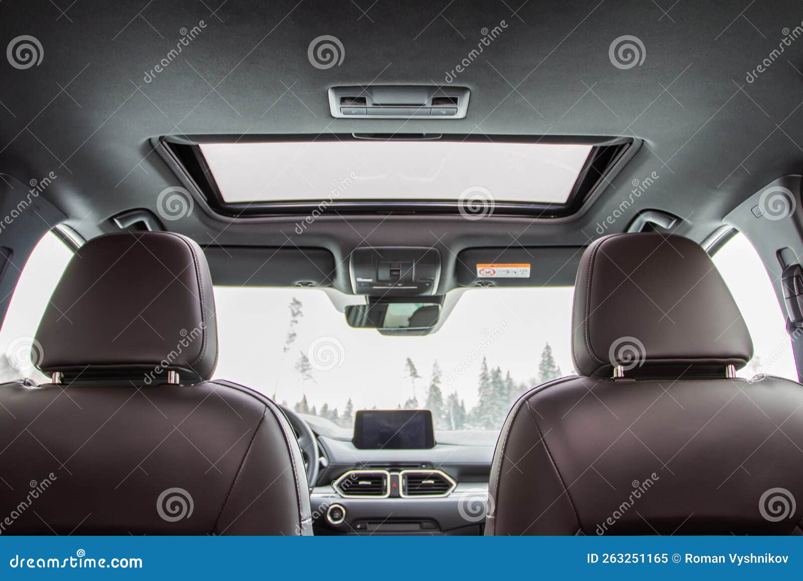 Panoramic Glass Sun Roof in the Car Stock Image Image of clouds