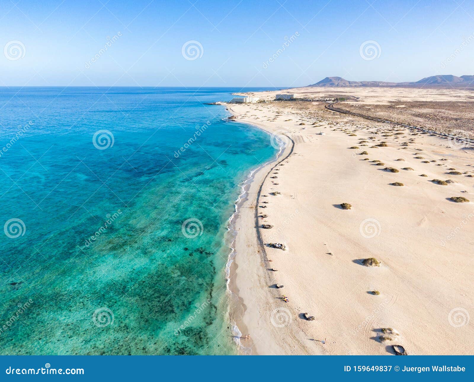 panoramic high angle aerial drone view of corralejo national park parque natural de corralejo with sand dunes