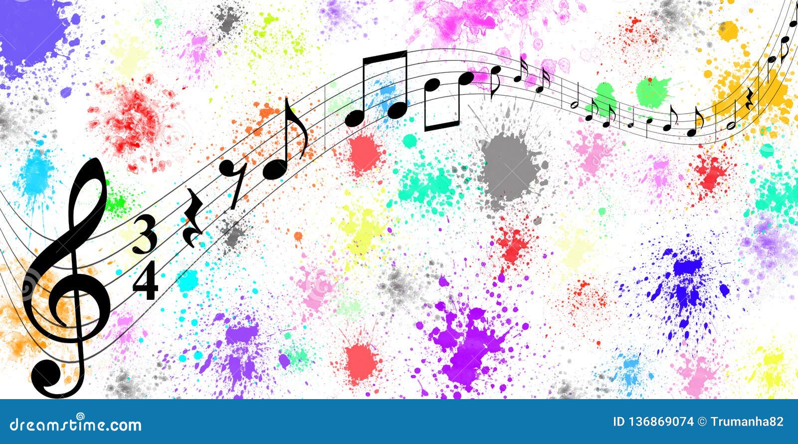 Black Music Notes in Colorful Spatters and Splashes Banner Background Stock  Illustration - Illustration of abstract, color: 136869074