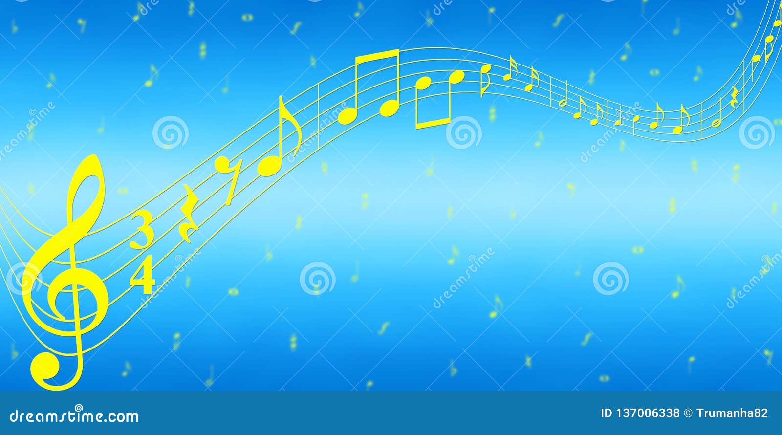 Yellow Music Notes in Blue Banner Background Stock Illustration -  Illustration of blue, banner: 137006338