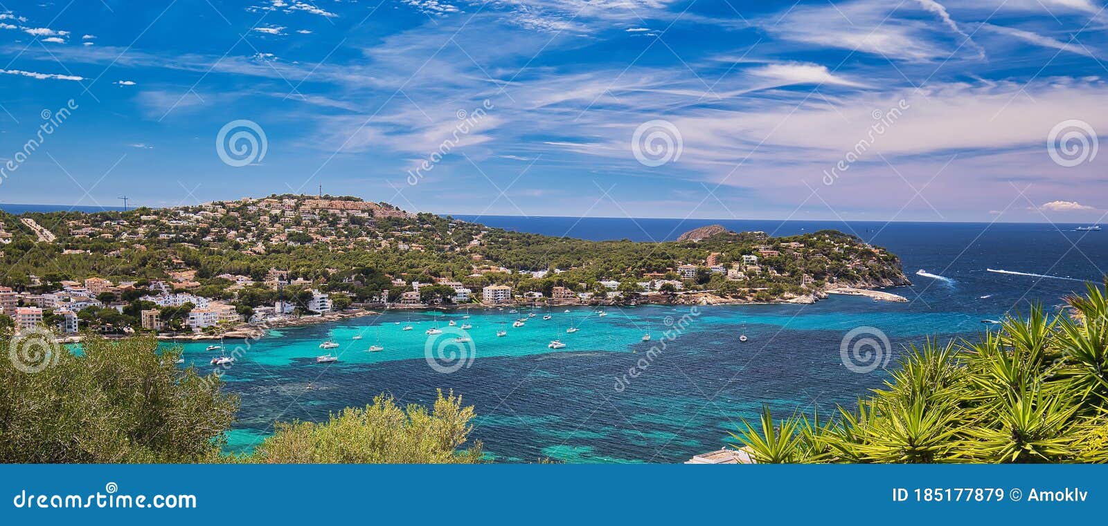 panoramic image coastline of santa ponsa town in the south-west of majorca island