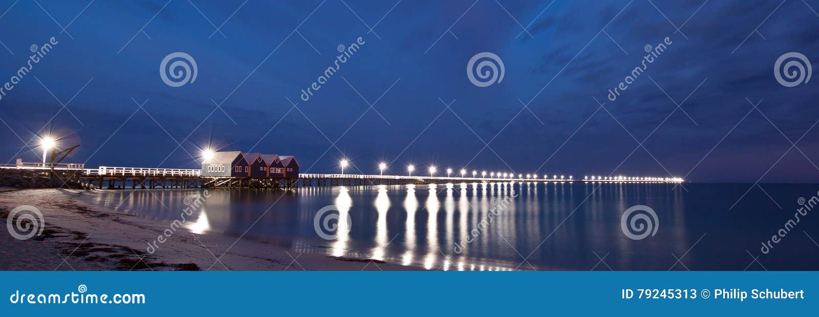 Panoramic image of the restored Busselton Jetty, Pre-dawn. A long exposure taken while waiting for the Sun to rise.