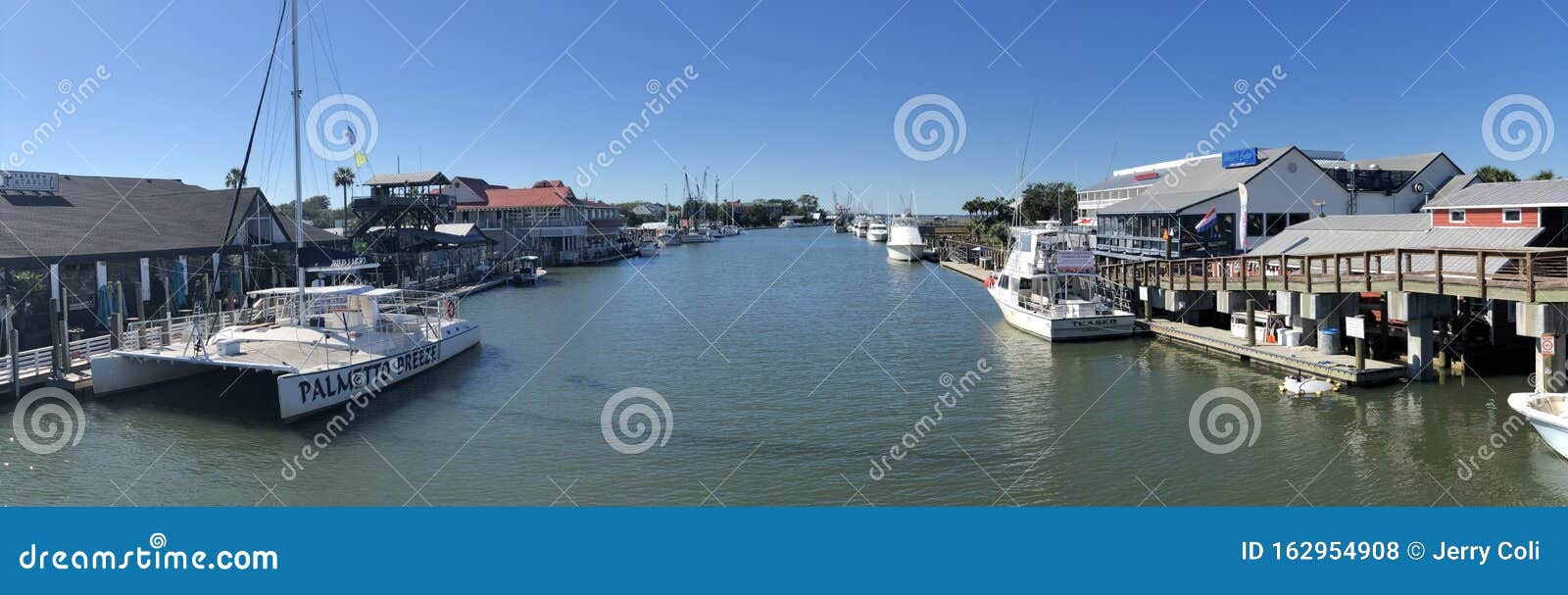 Panoramic Image Of Shem Creek Mount Pleasant Sc Editorial Stock Photo