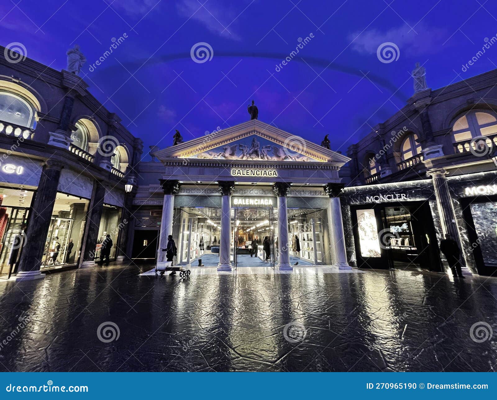 Las Vegas at Night the Caesar Hotel Inside .Balenciaga Shop