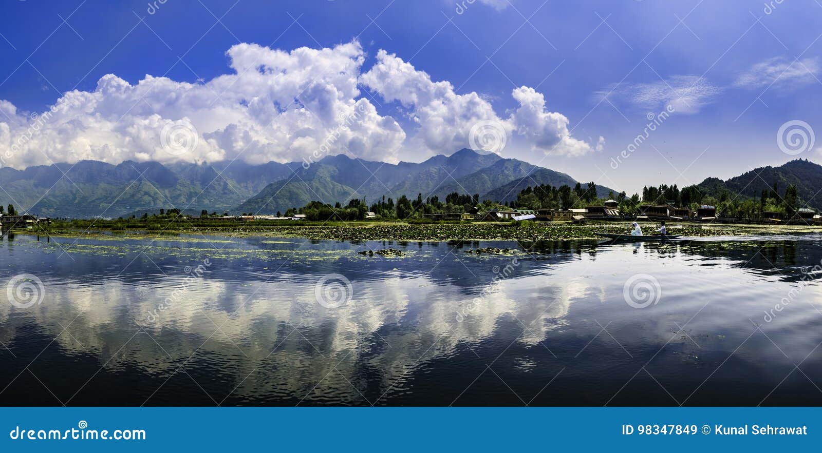panoramic landscape of dal lake, srinagar, india