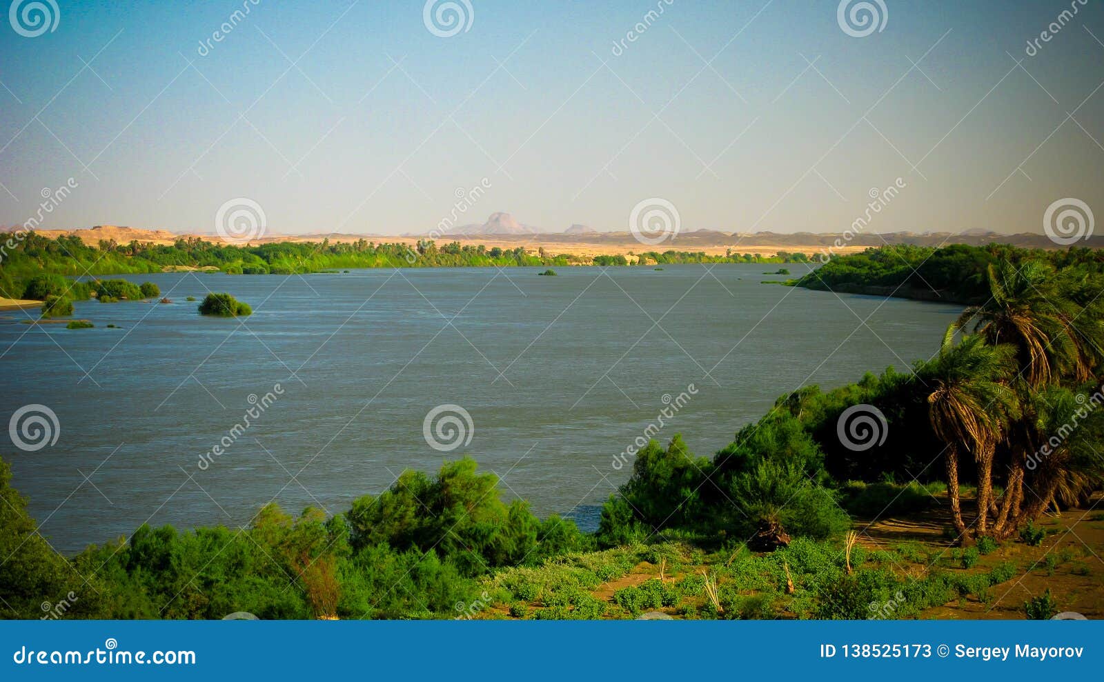 panoramic landscape with the nile river near sai island,kerma, sudan