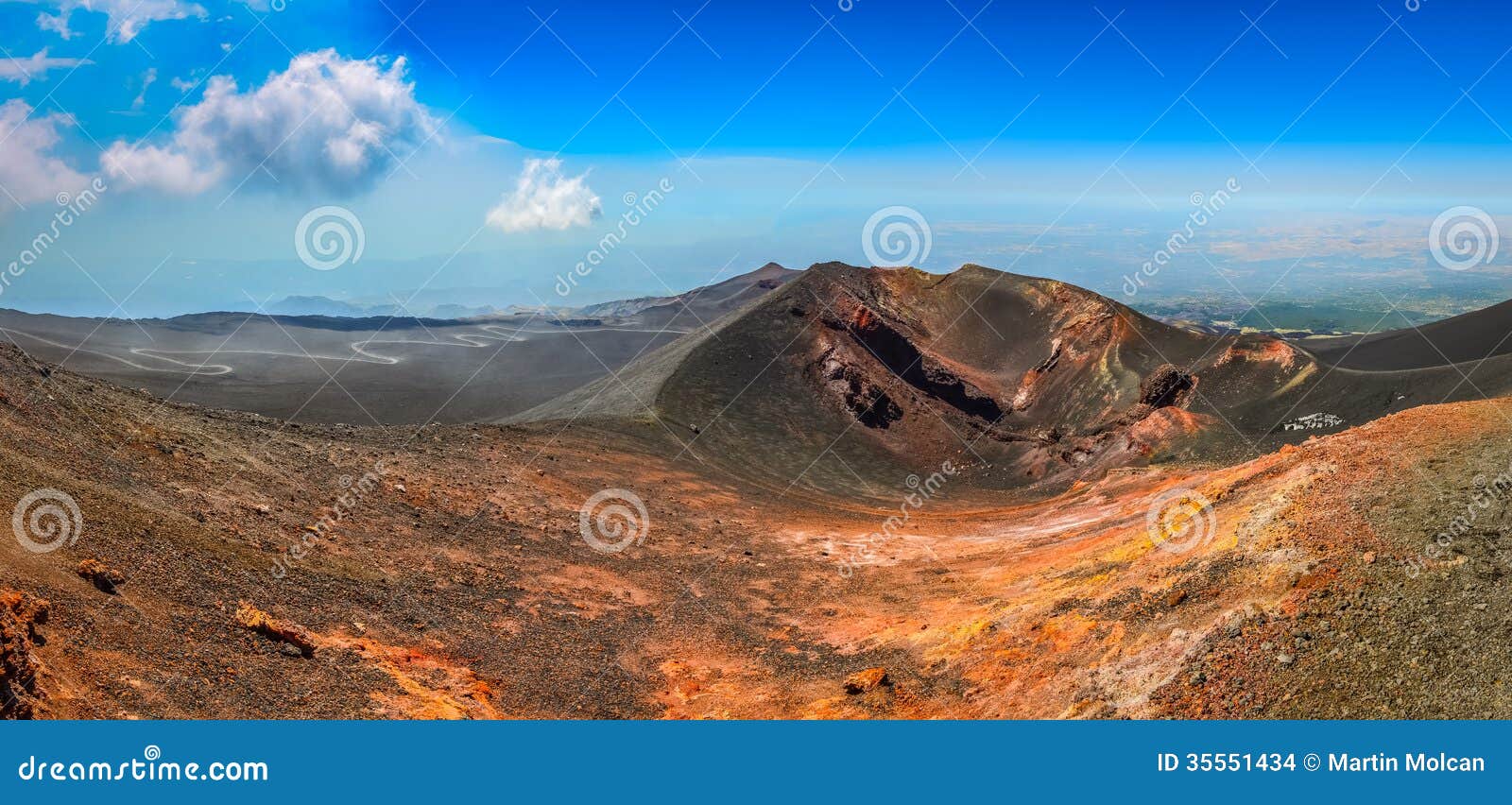 Panoramic Landscape View Of Etna Volcano Sicily Stock Panoramic Landscape View Of Etna Volcano Sicily Stock