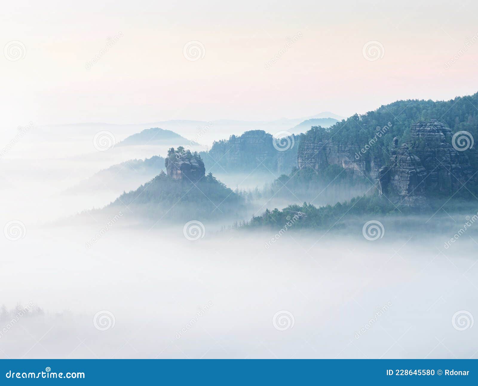 panoramic misty view of forested winterstein hinteres raubschloss