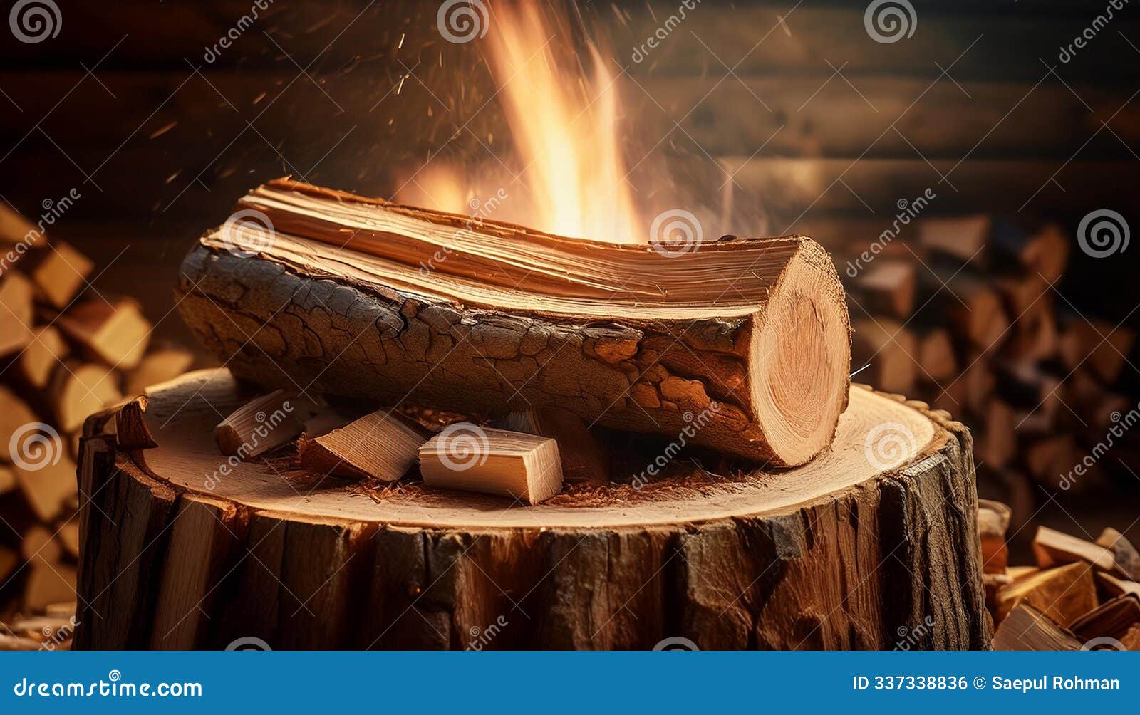 the rustic charm of a tradition wood splitting for winter warmth