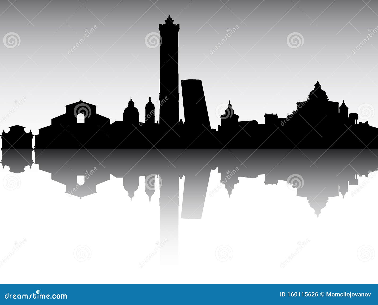 panoramic silhouette skyline of bologna italy