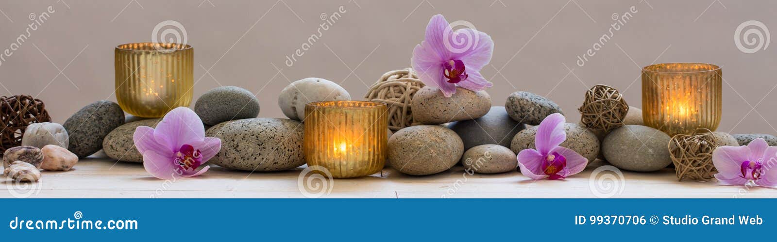panoramic still life for harmony in spa, massage or yoga