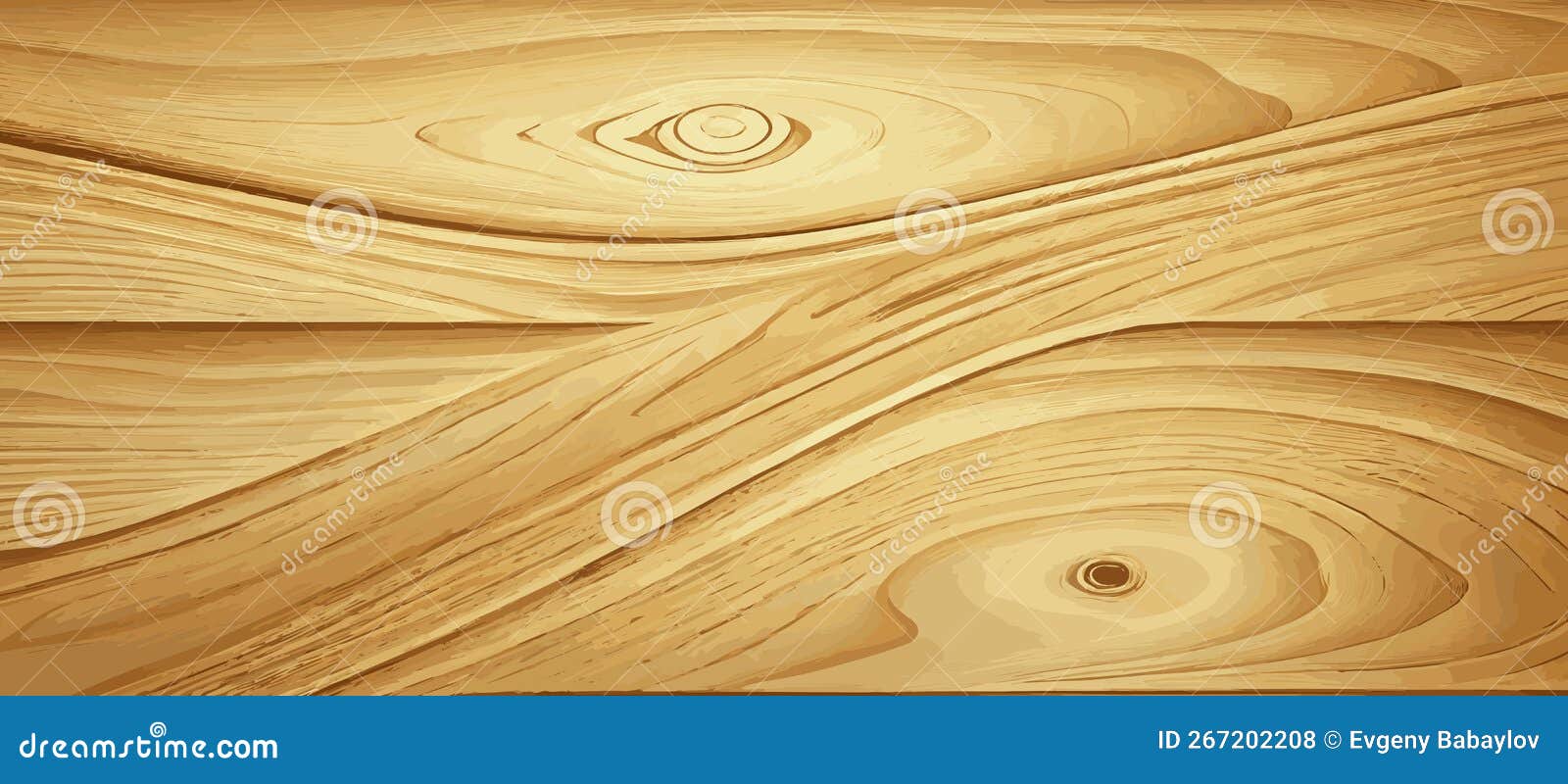 Panoramic Texture of Light Wood with Knots Vector Stock Vector