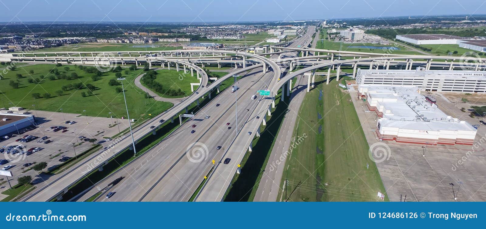 Panoramic Vertical View Katy Freeway Interstate 10 with Clear Bl Stock Photo Image of aerial