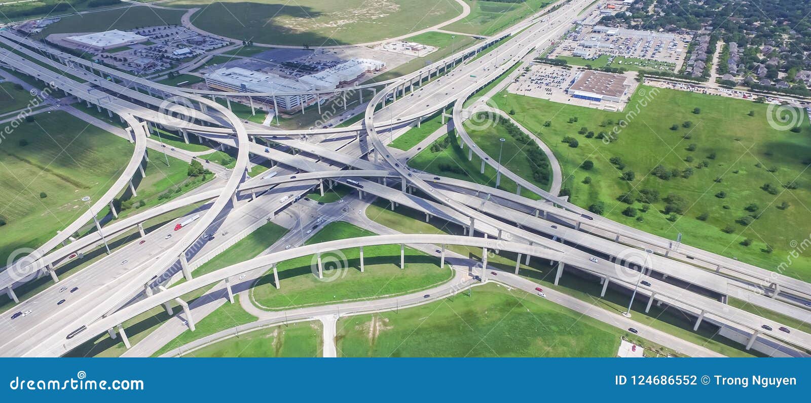 Panoramic Vertical View Katy Freeway Interstate 10 Stack Interchange Stock Photo Image of