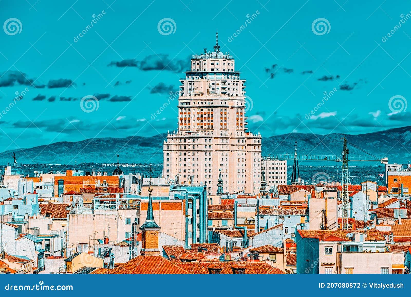 panoramic view from above on the capital of spain- the city of m