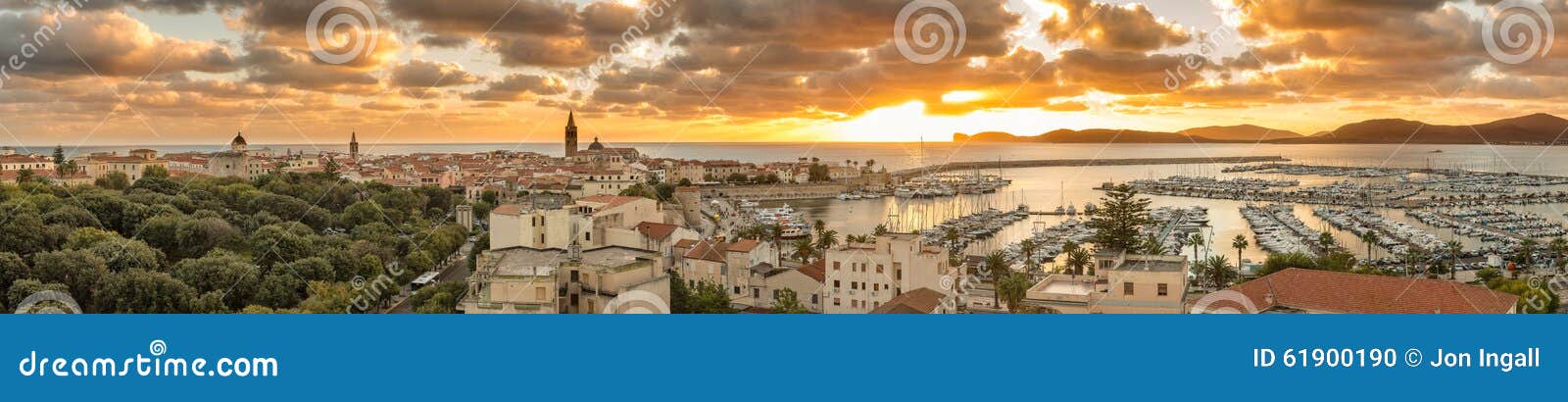 panoramic view of alghero in sardinia at sunset