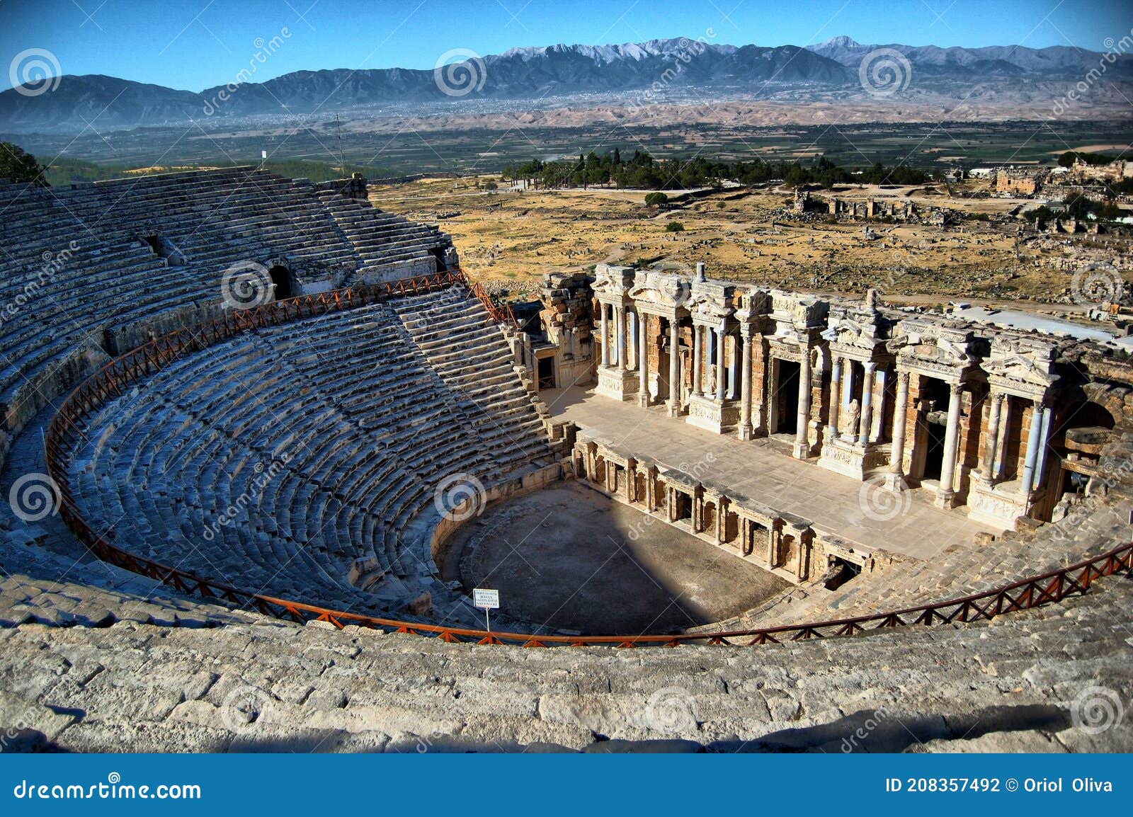 panoramic view of the ancient roman ruins of the theater of hierapolis (anatolia  turkey).