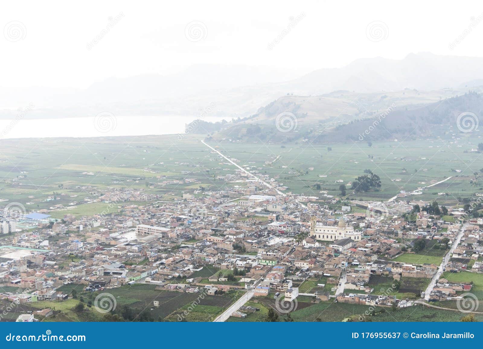 panoramic view of aquitania, boyaca, colombia, and the fields that surround it