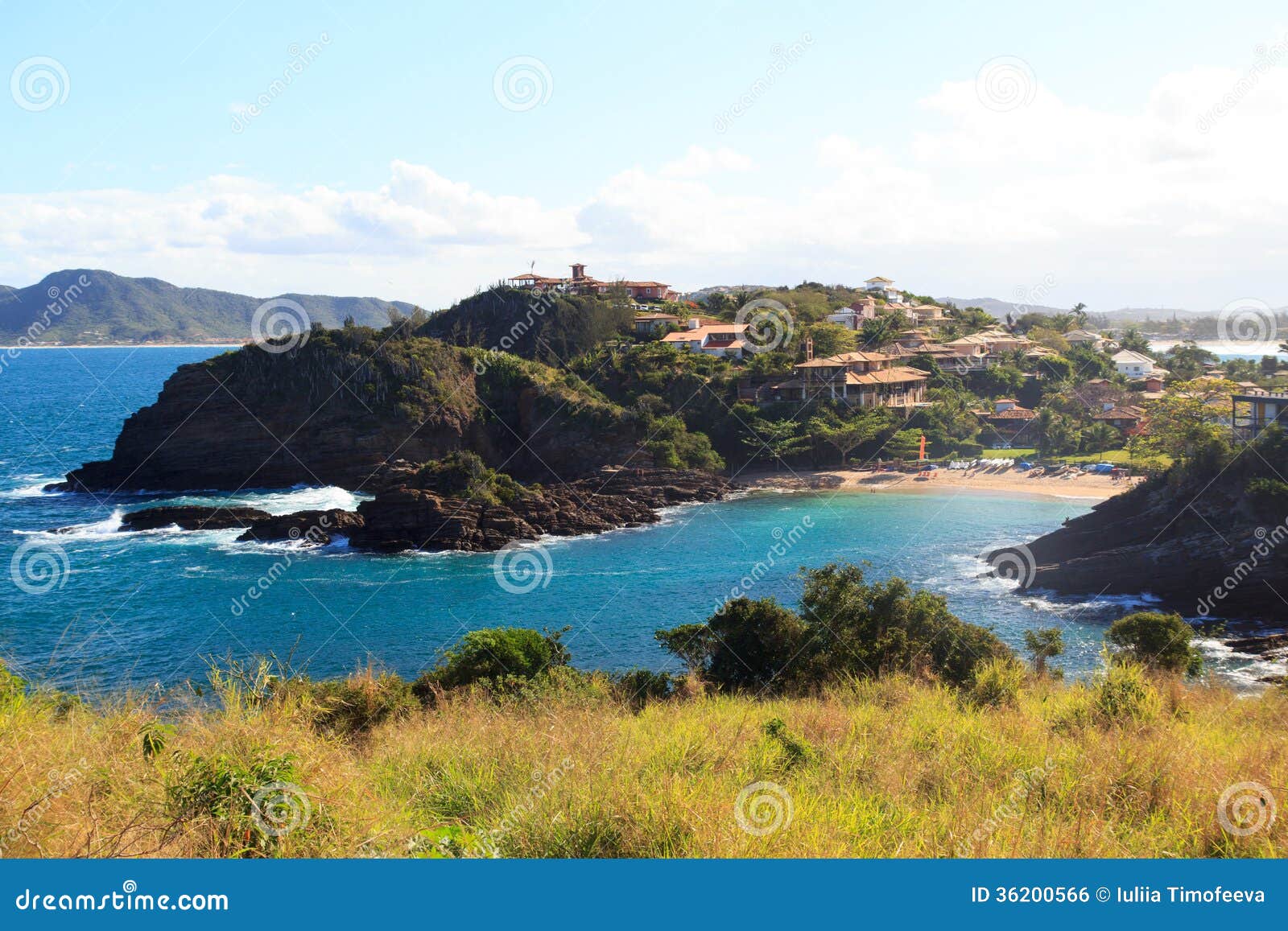 panoramic view of beach ferradurinha, brazil