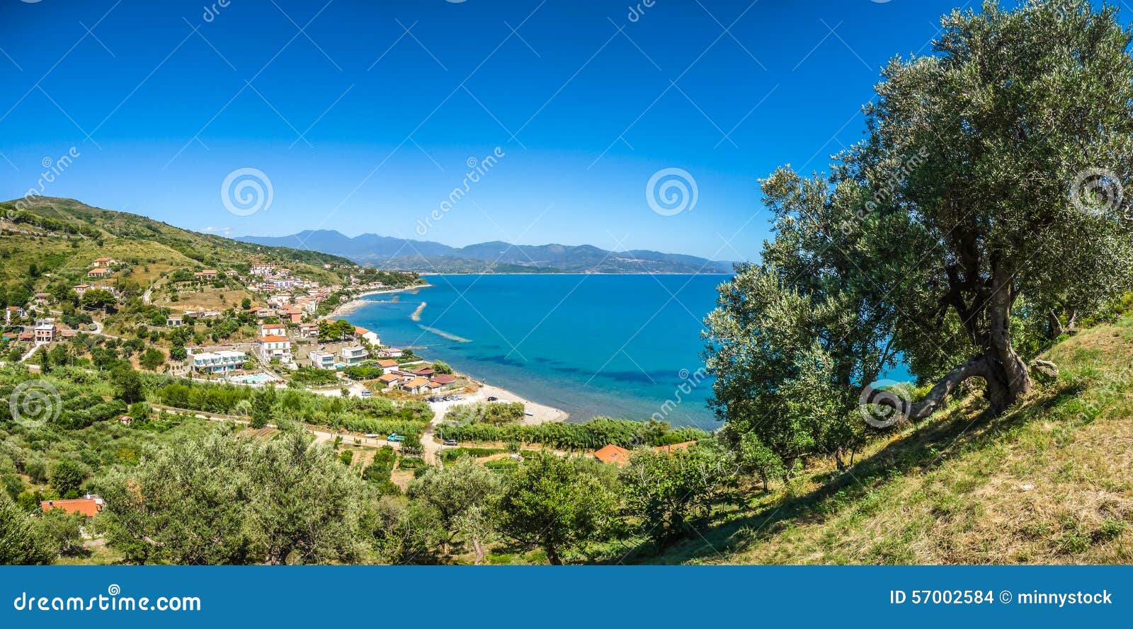 panoramic view of beautiful coastal landscape at the cilentan coast, province of salerno, campania, southern italy