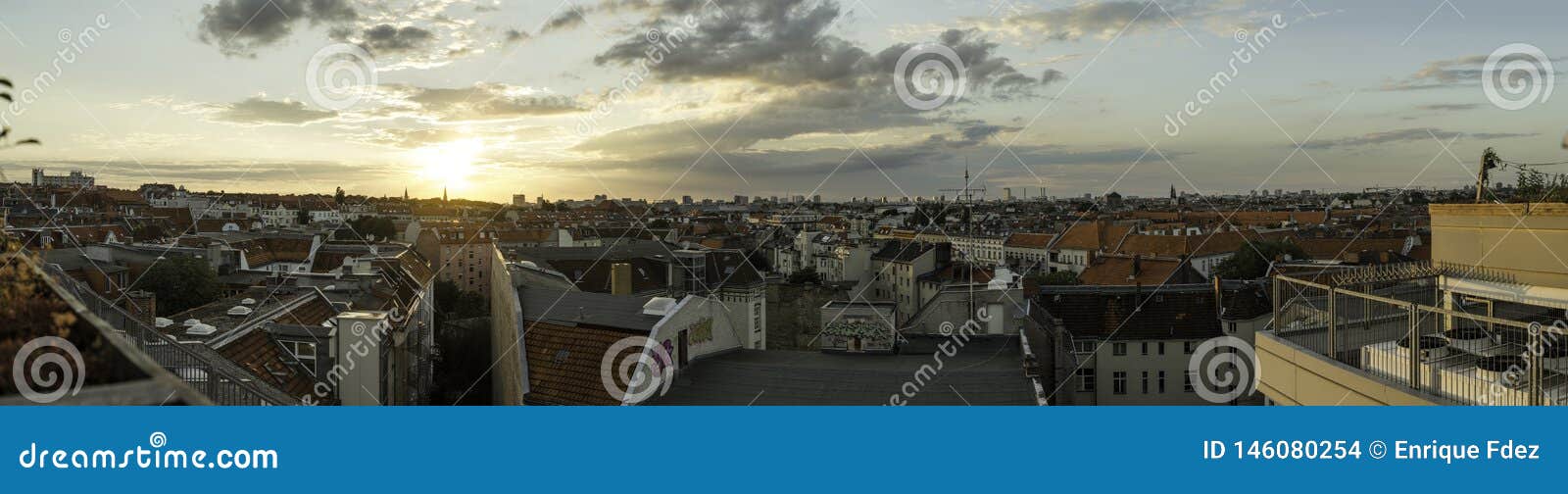 panoramic view of berlin at sunset, germany