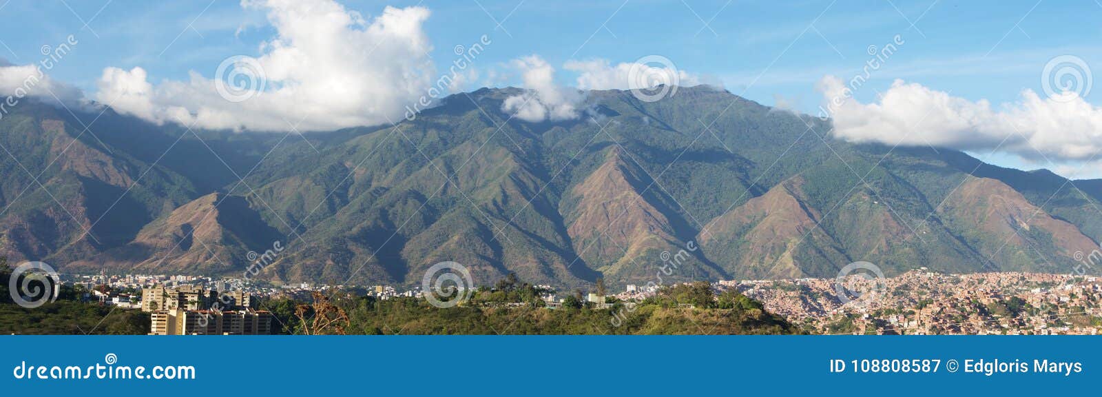 panoramic view of caracas and cerro el avila national park, famous mountain in venezuela