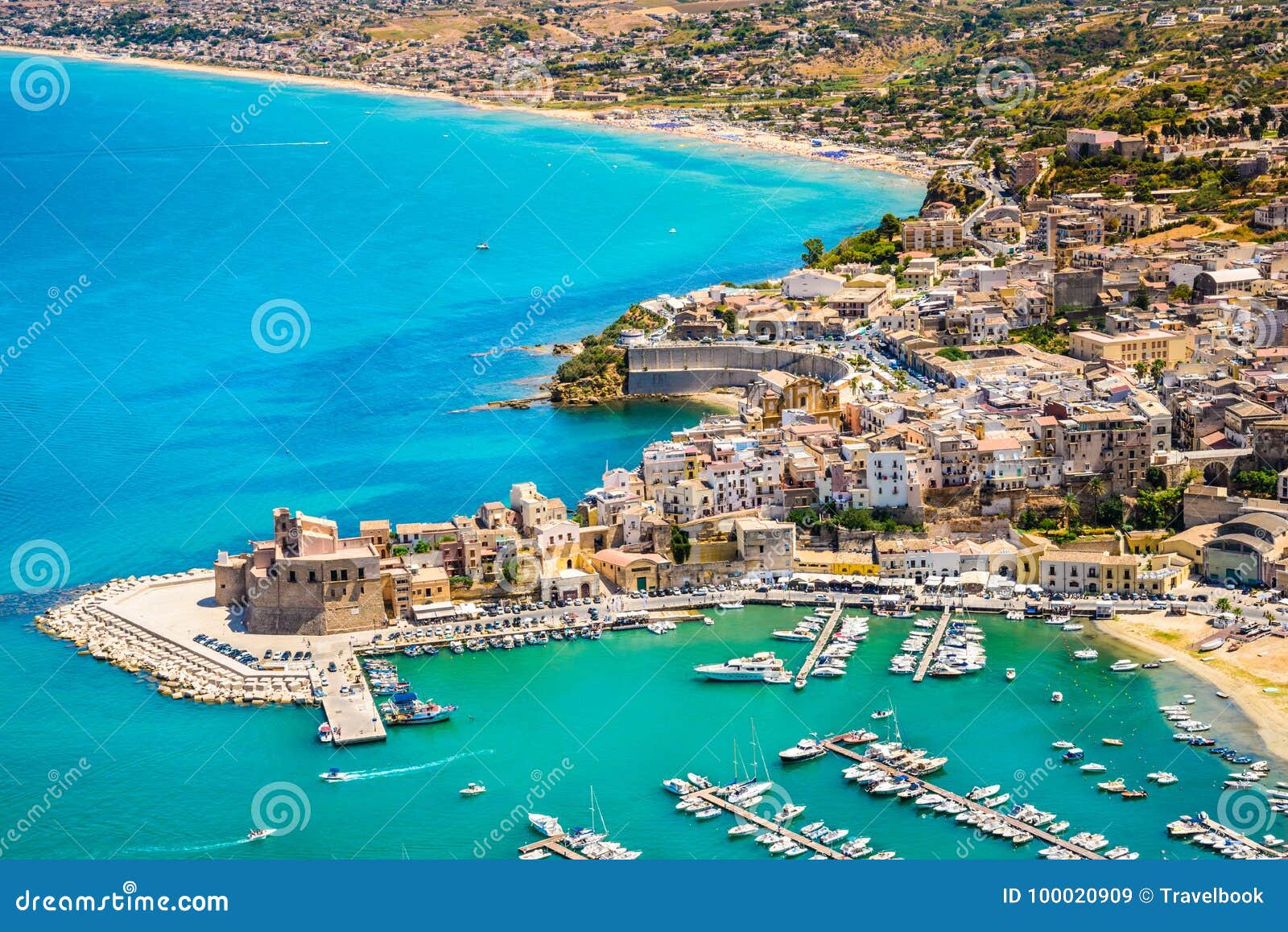 Panoramic View of Castellammare Del Golfo Harbor, Trapani, Sicily ...