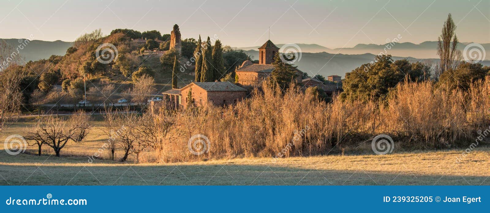 el brull village with church and castle