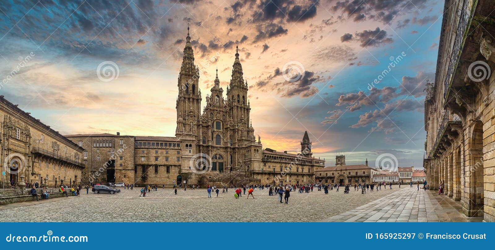 panoramic view of the cathedral of santiago de compostela