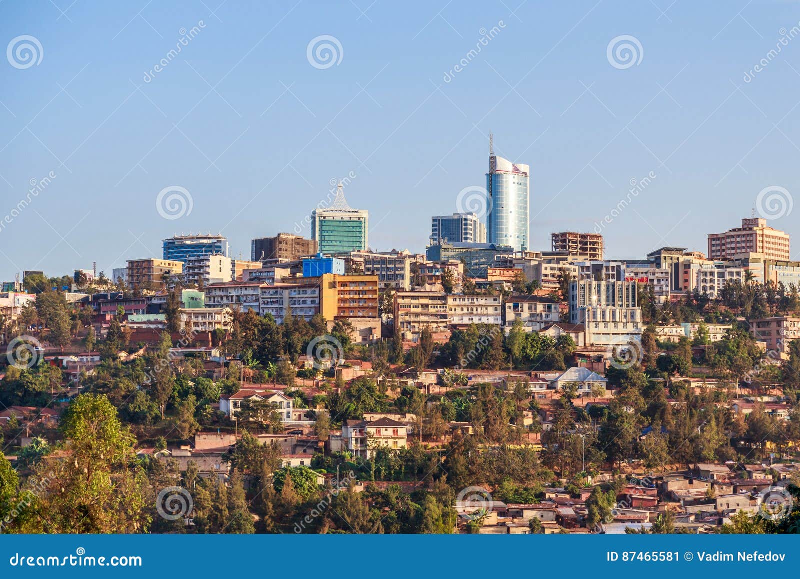 panoramic view at the city bussiness district of kigali, rwanda, 2016