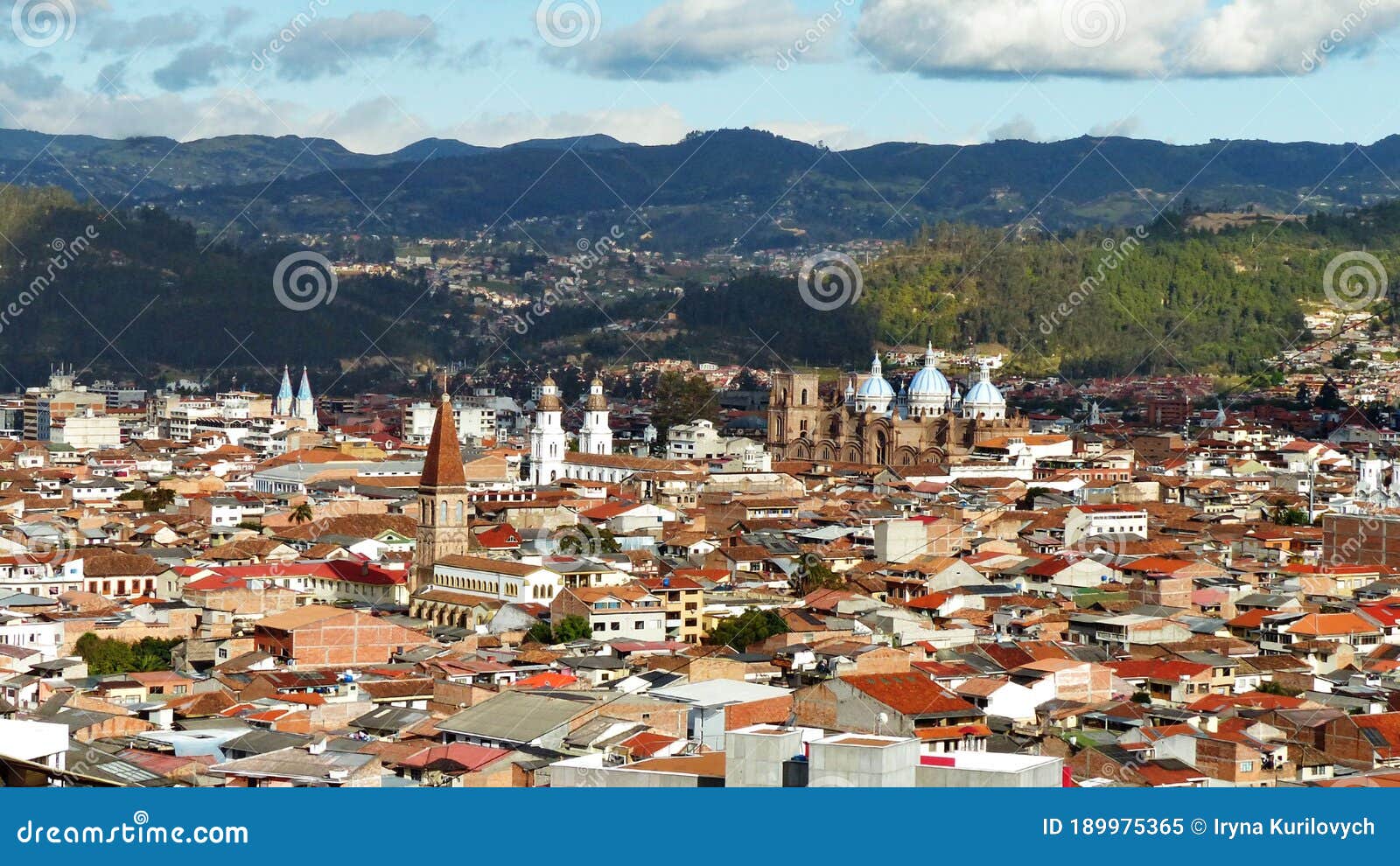 panoramic view of the city cuenca at the valley, ecuador
